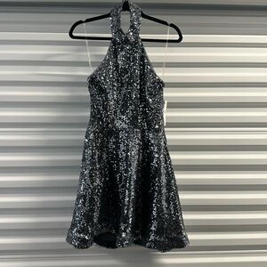 Holiday/Party Shimmery Midnight Silver Dress